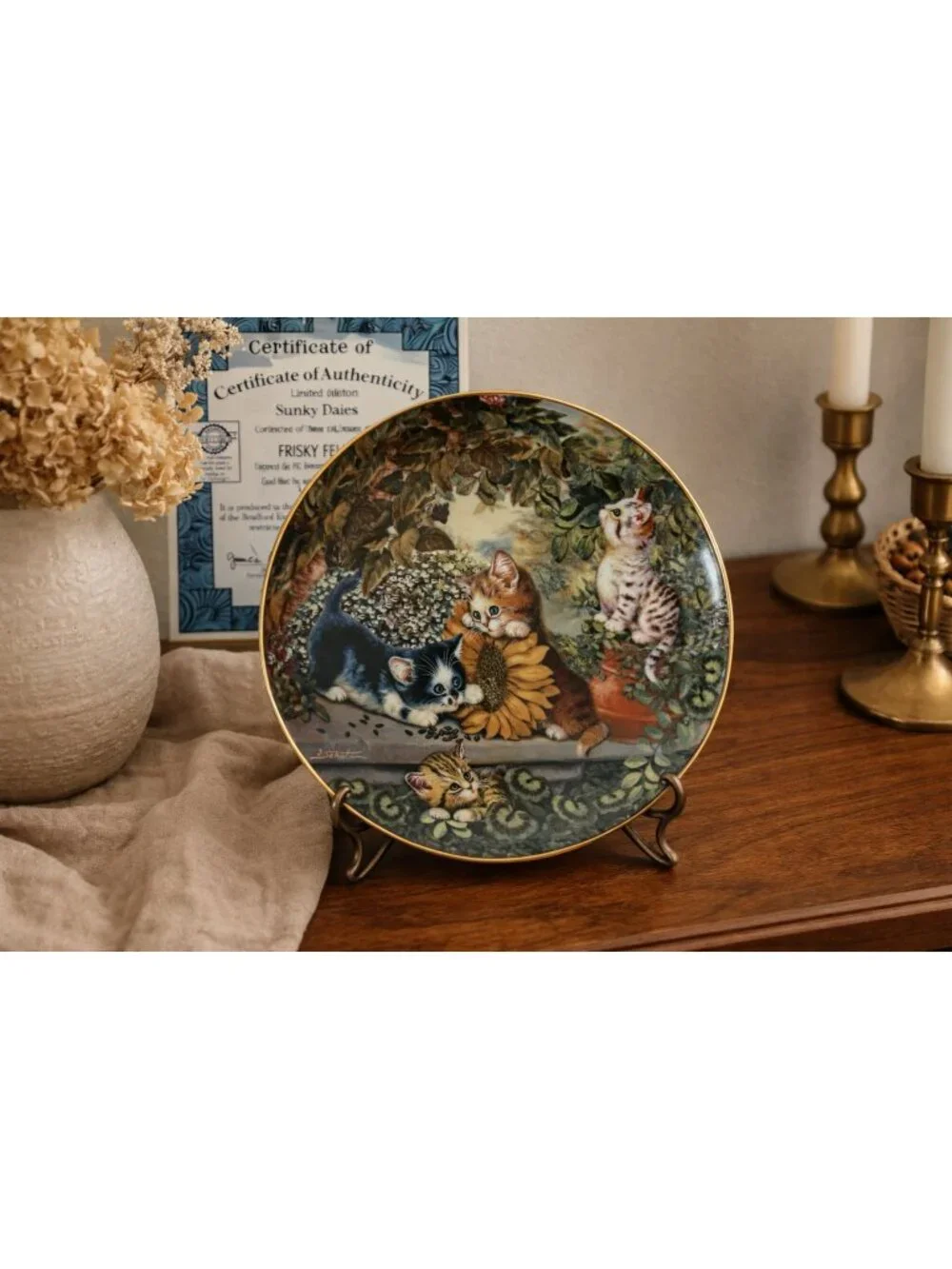 Bradford Exchange Sunny Days Plate Frisky Felines Jürgen Scholz Cat Collector Pl - Picture 5 of 5